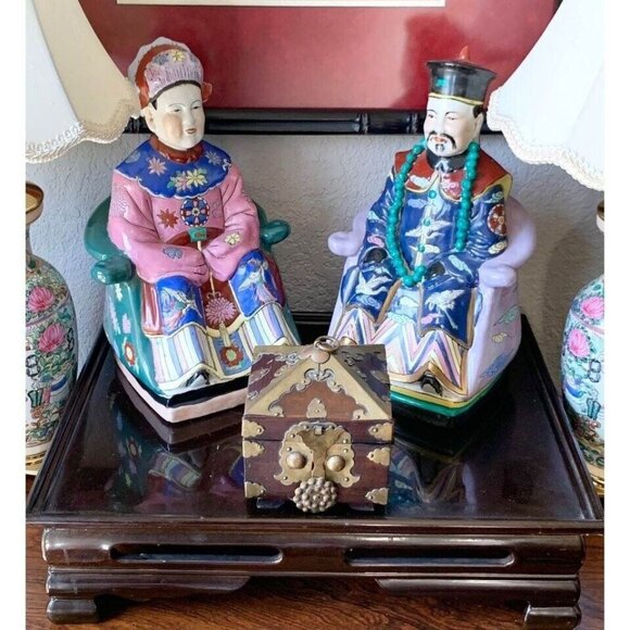 Vintage Asian Wooden and Brass Decorative Box Home Decor Gift - Picture 9 of 9